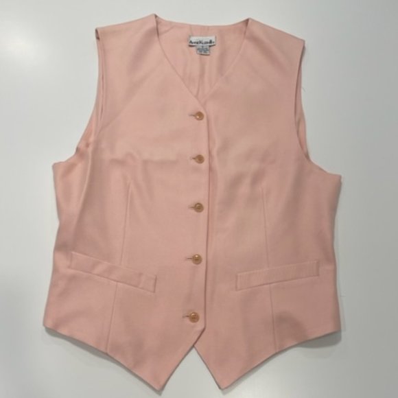 ANNE KLEIN II | Vintage 90s 100% Silk Pastel Pink Vest ~ NEW - Picture 1 of 11